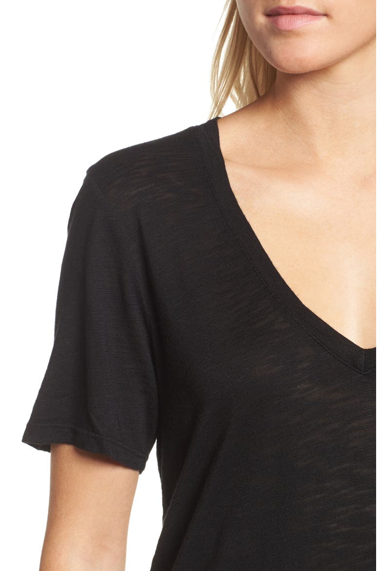 Everly Slub V-Neck Tee, Alternate, color, BLACK