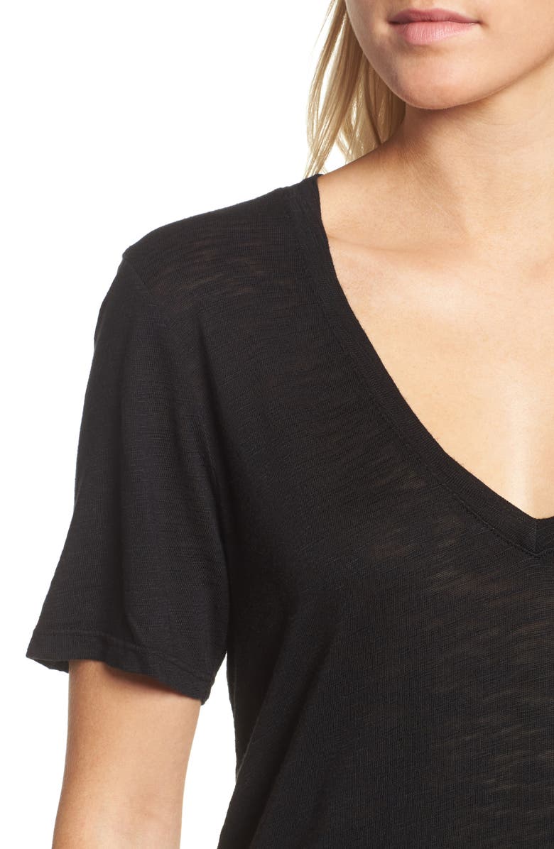 Splendid Everly Slub V-Neck Tee, Alternate, color, Black