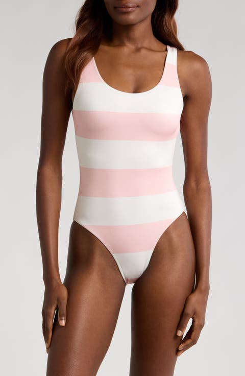 Women's Striped Embroidered Strap Bodysuits