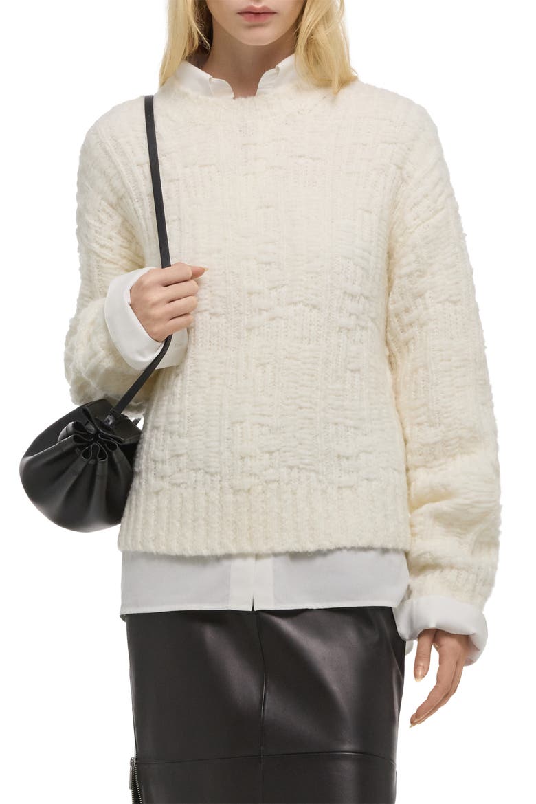 Textured Merino Wool Blend Sweater, Alternate, color, IVORY