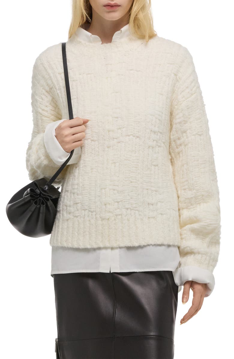 Helmut Lang Textured Merino Wool Blend Sweater, Alternate, color, Ivory