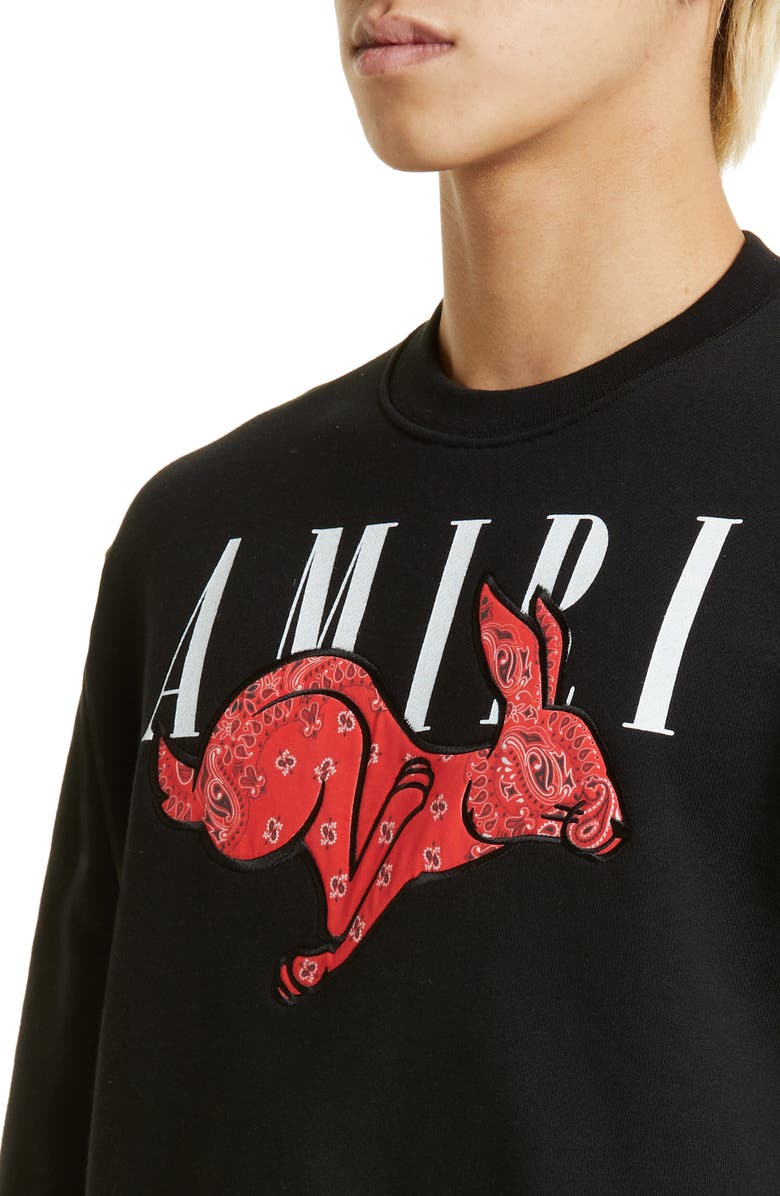 AMIRI Bandana Rabbit Cotton Logo Graphic Sweatshirt, Alternate, color, 