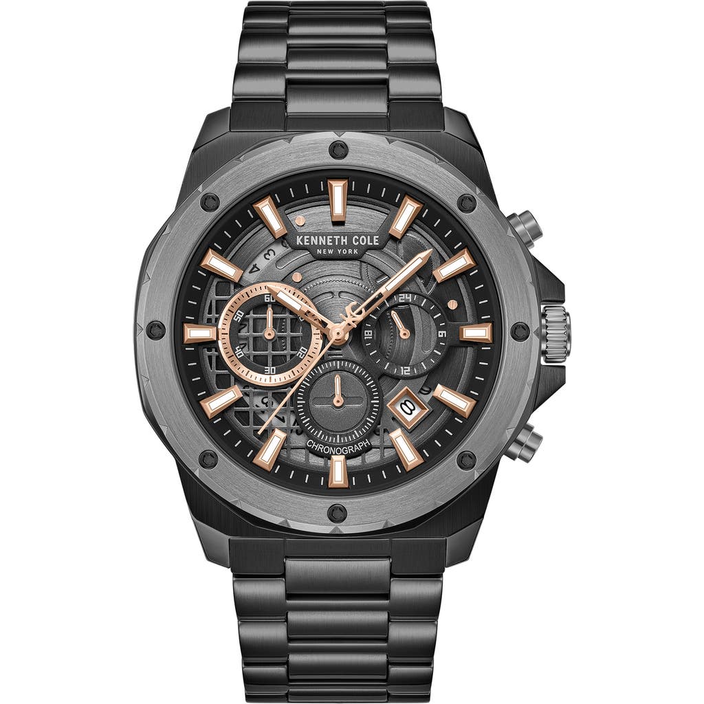 Kenneth Cole New York The Hollis Chronograph Bracelet Watch, 45mm In Black