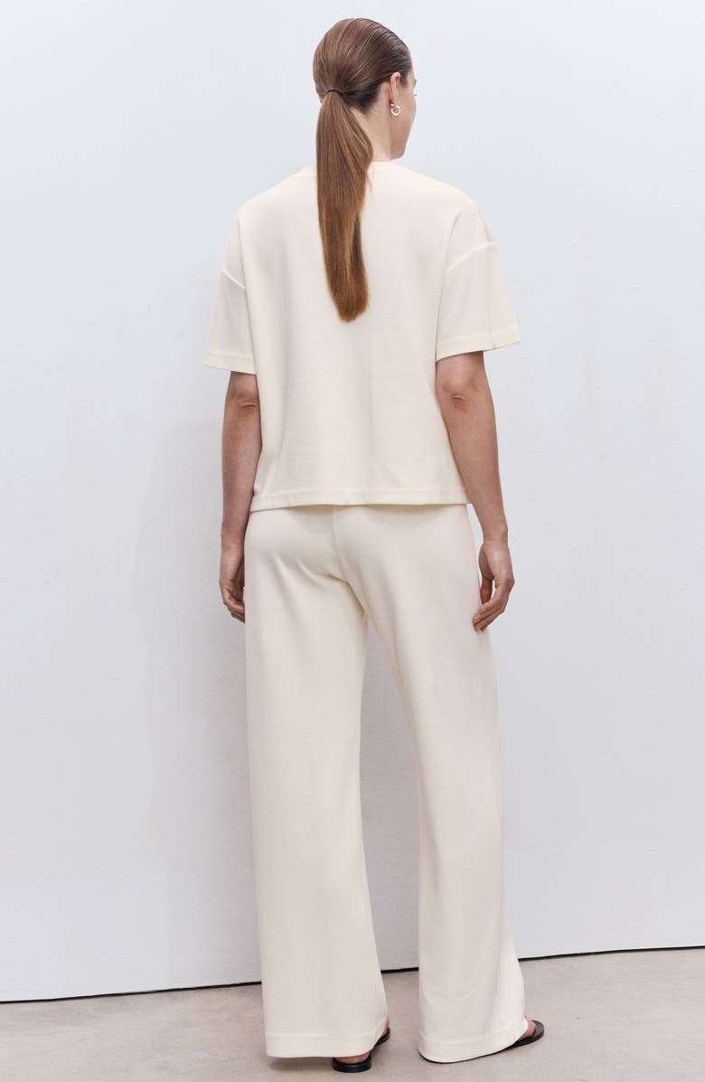 MANGO Cotton Blend Wide Leg Maternity Pants, Alternate, color, Ecru