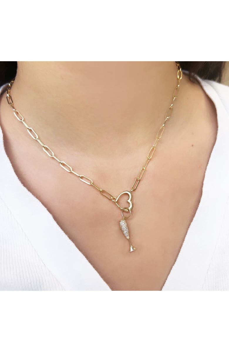 The Lovery Fine Jewelry Heart Charm Holder Paperclip Necklace, Alternate, color, Yellow Gold