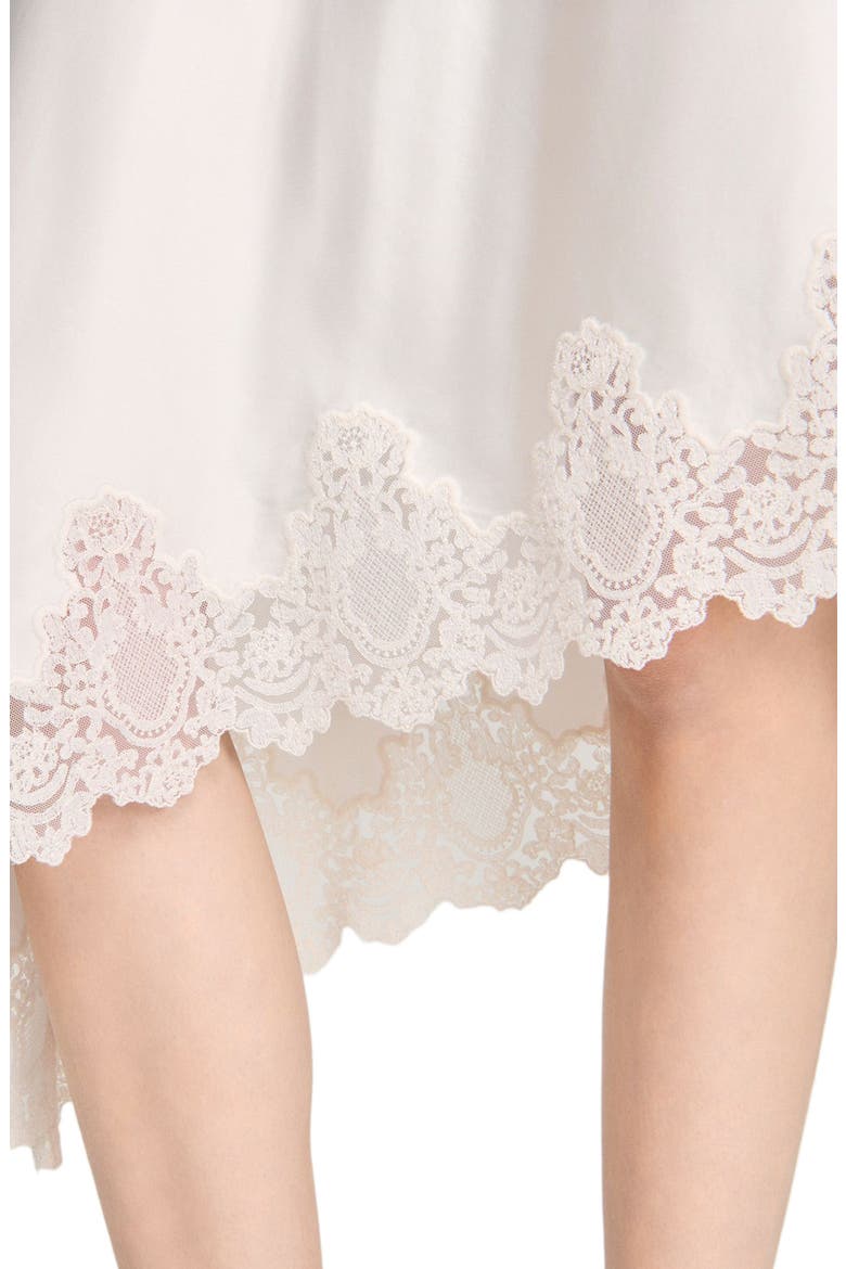 Asymmetrical satin skirt with lace, Main, color, Ecru