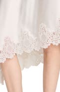 SANDRO Asymmetrical satin skirt with lace