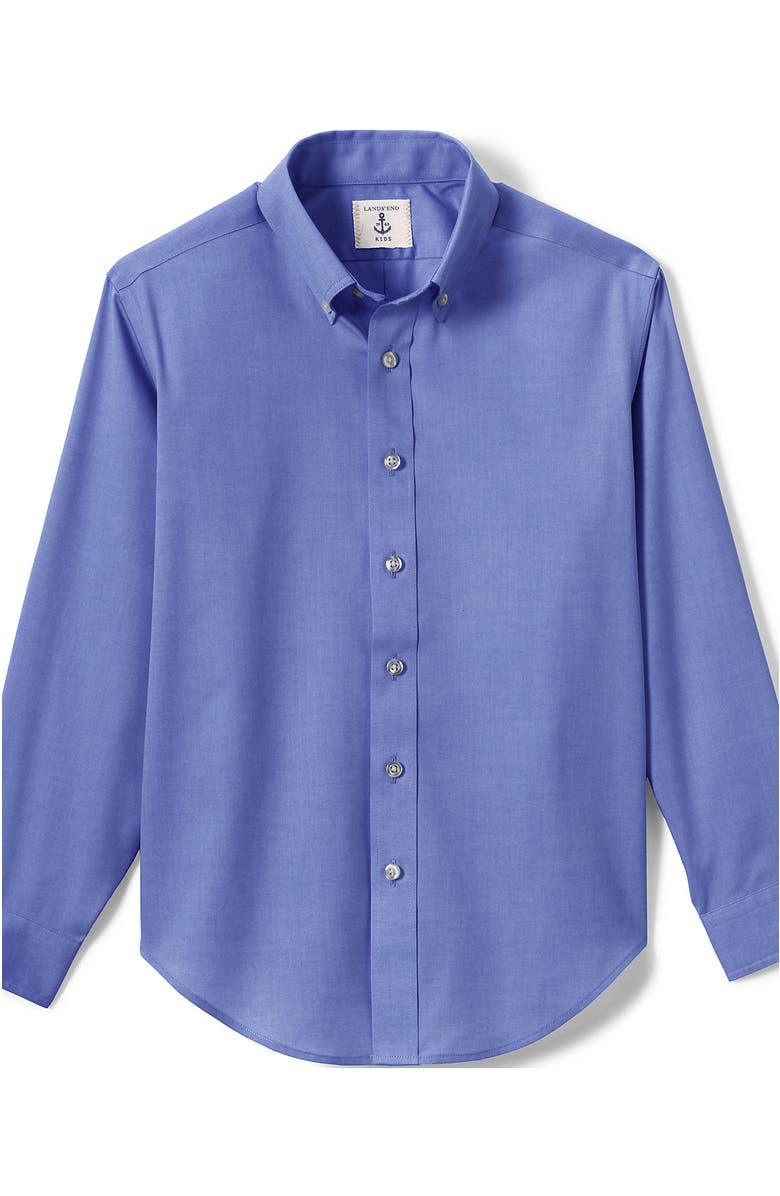 Lands' End School Uniform Boys Long Sleeve No Iron Pinpoint Dress Shirt, Alternate, color, French Blue
