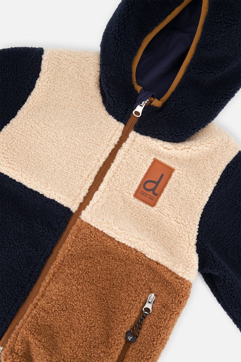 Mid-Season Reversible Fleece Hooded Jacket, Alternate, color, Dark Blue and Brown