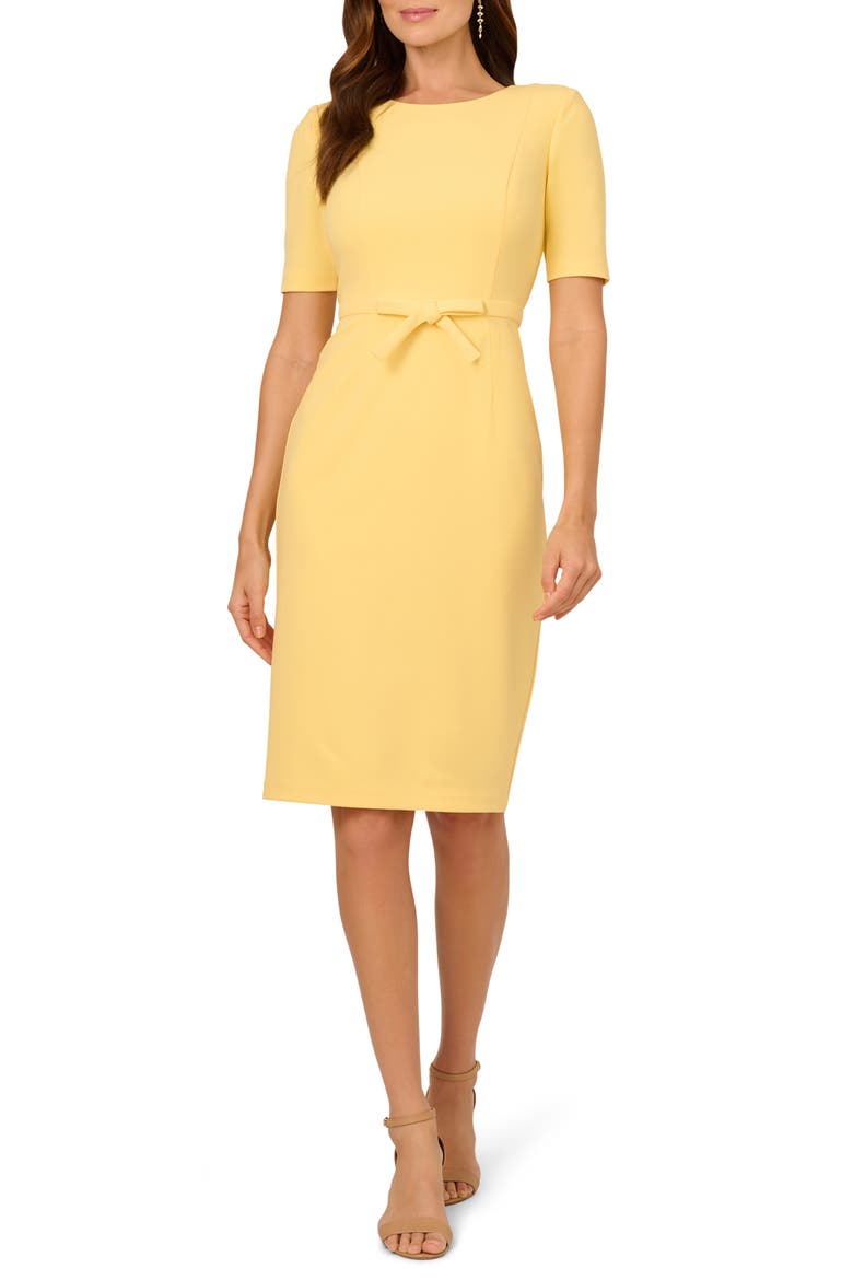 Bow Front Sheath Dress, Main, color, WARM SUN