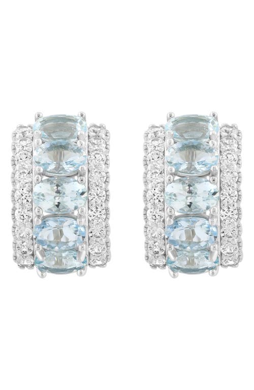 Effy Sterling Silver Aquamarine & Zircon Hoop Earrings In Metallic