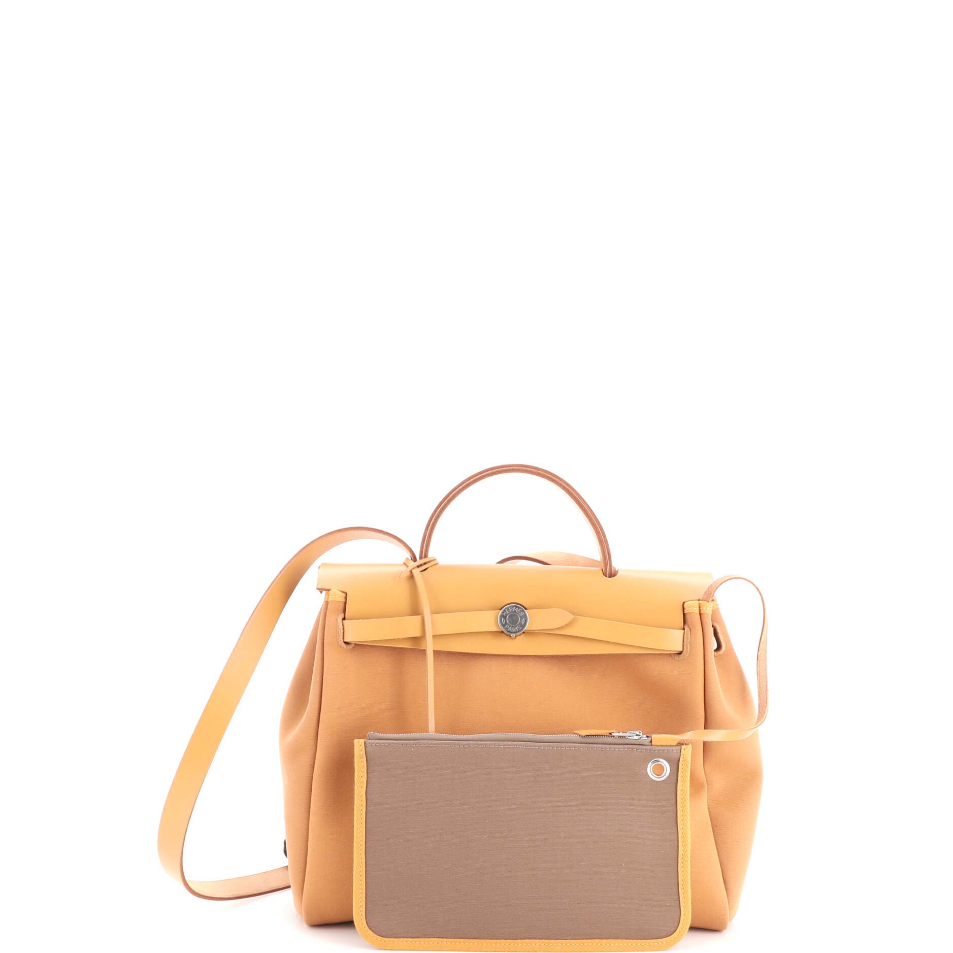 Herbag Zip Verso Leather and Toile 31, Alternate, color, Brown