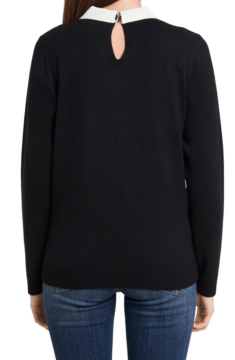 CeCe Rhinestone Collar Bow Neck Cotton Blend Sweater, Alternate, color,