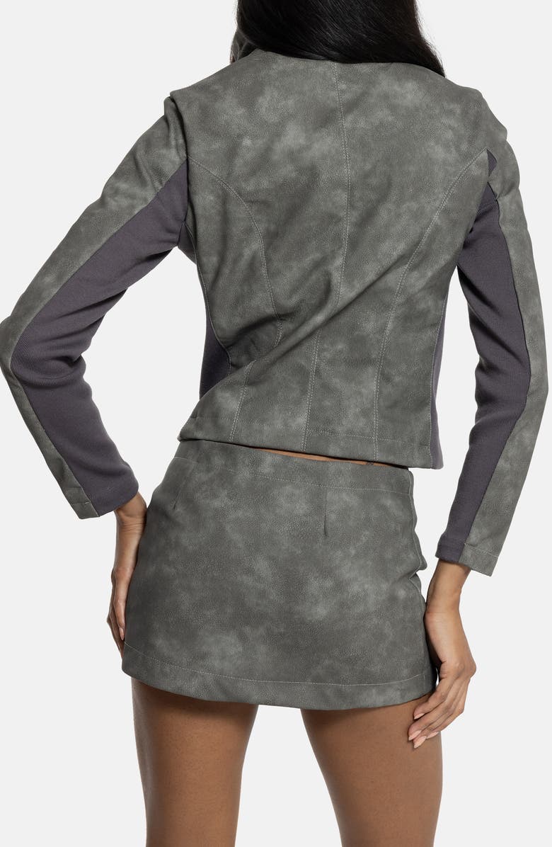 JADED LONDON Funnel Neck Faux Leather Jacket, Alternate, color, Grey