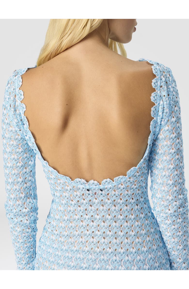 Missoni Short Lace Long Sleeve Cover-up, Alternate, color, Light Blue