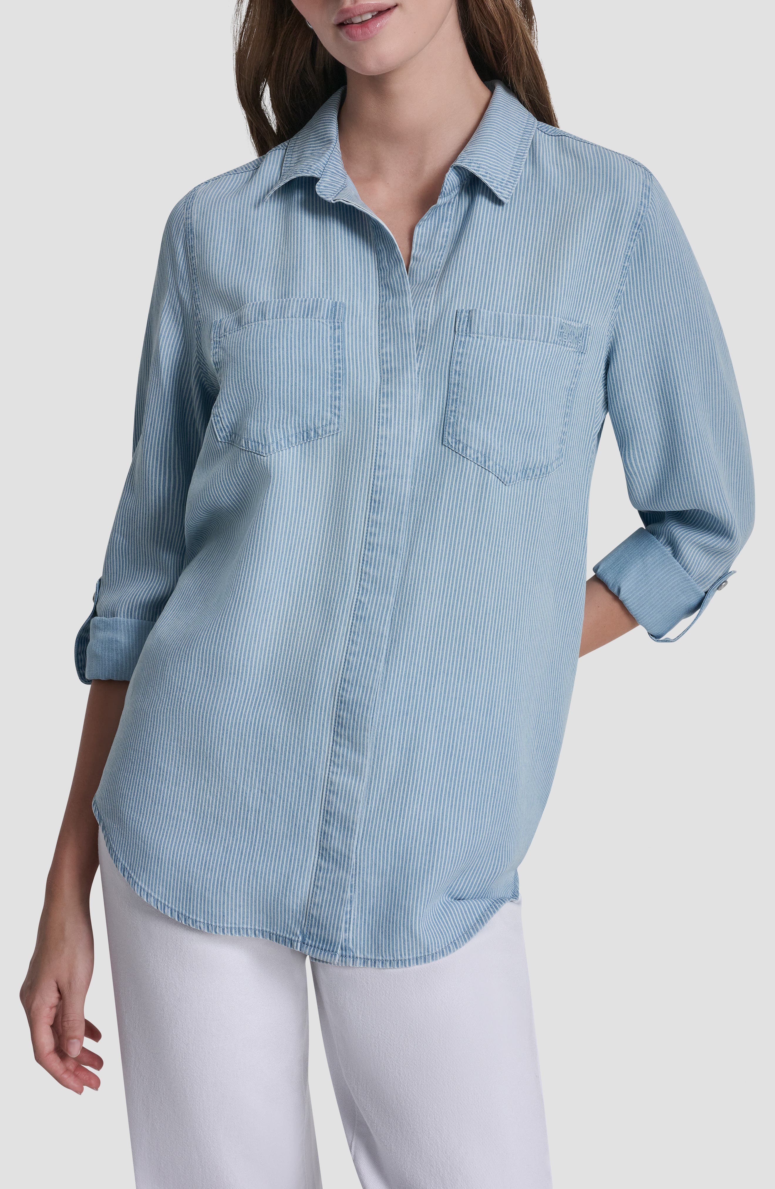 DKNY Jeans Chambray Button Front Top