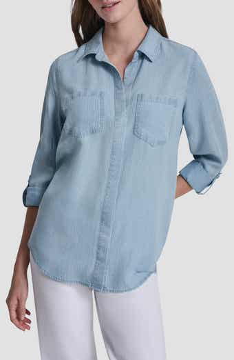 DKNY Jeans Chambray Button Front Top