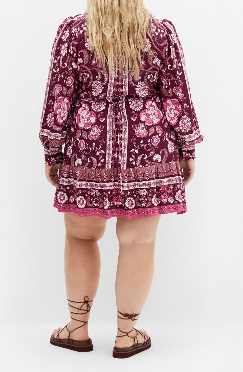 City Chic Fiona Long Sleeve Minidress, Alternate, color, Purple Print