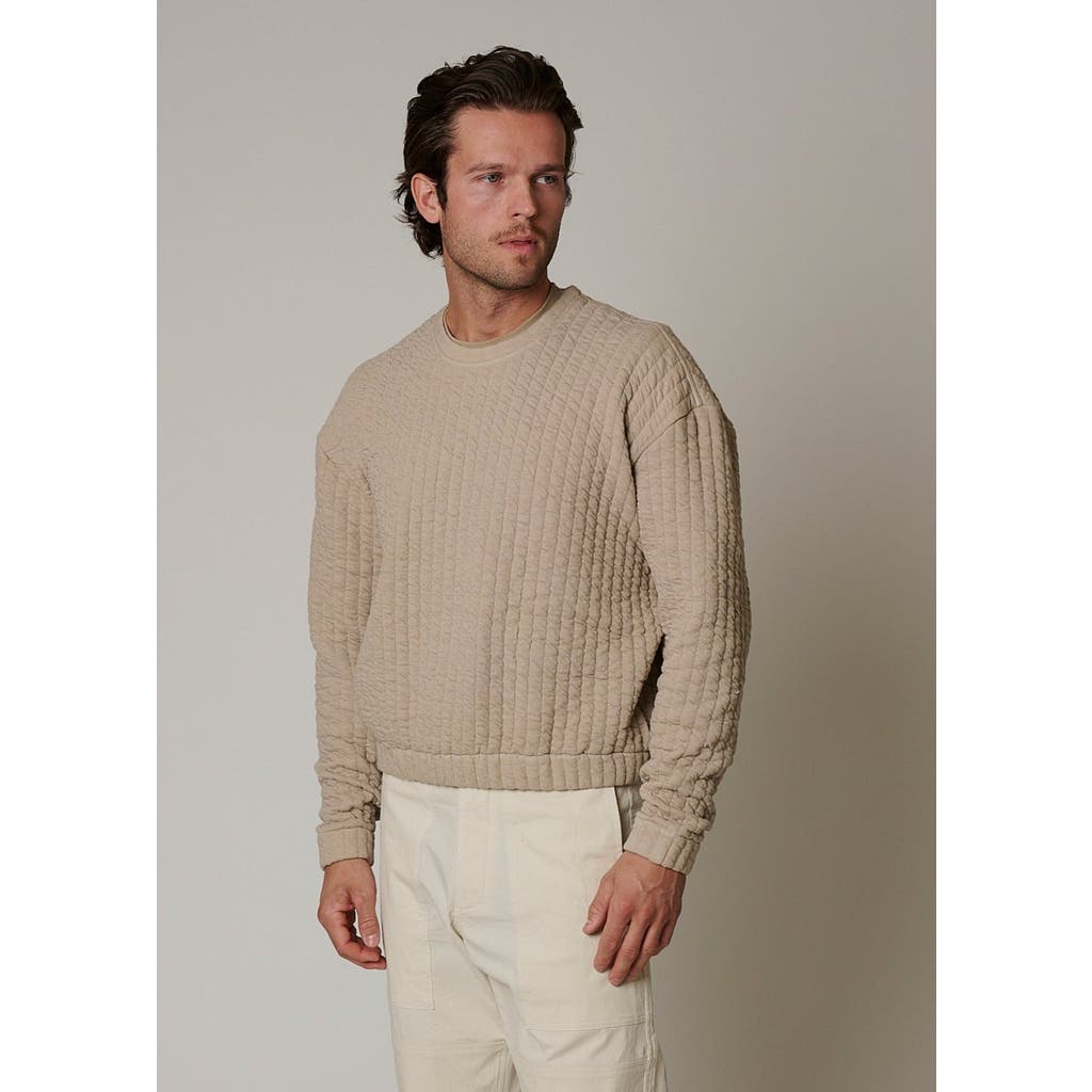 Leisure Lab Quilt Crewneck Sweater In Beige