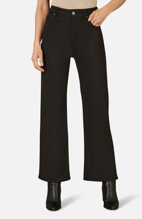 Stretch Canvas Wide Leg High Waist Jeans