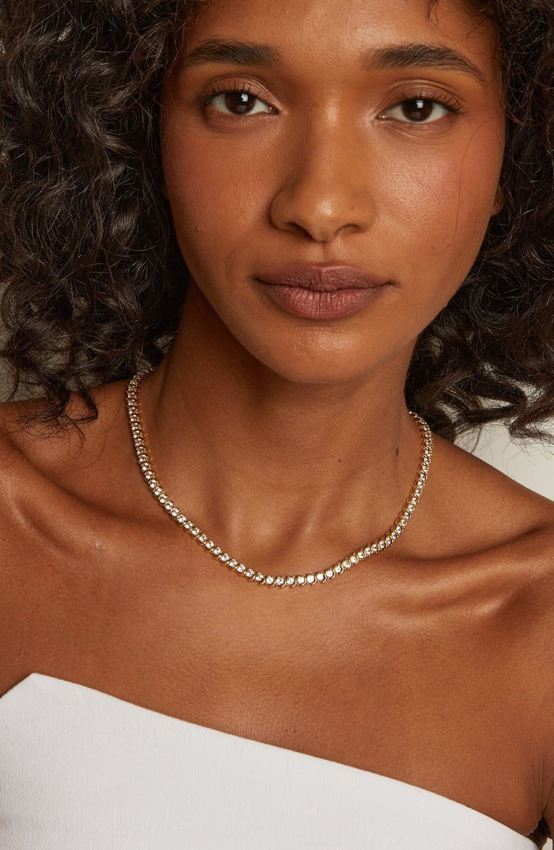 Aurate New York S Estate Lab Grown White Sapphire Tennis Necklace, Alternate, color, Yellow