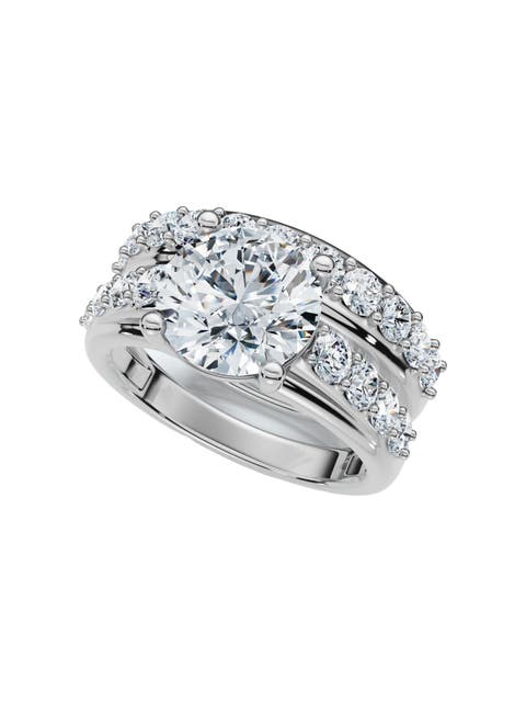 Certified 2 1/2Ct Diamond Engagement Wedding Ring Set 14k Gold Lab Grown