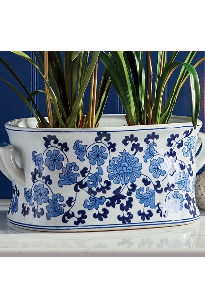 Barclay Butera Dynasty Lotus Planter, Alternate, color, Blue