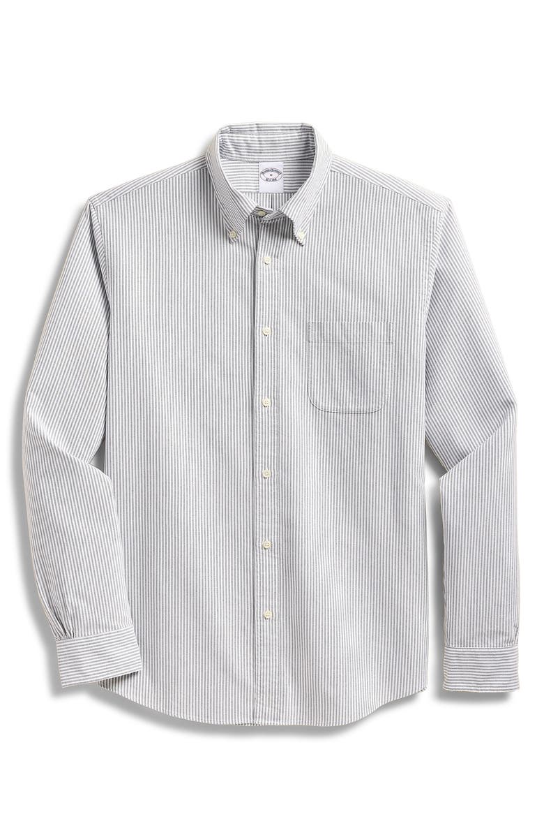 Brooks Brothers Candy Stripe Oxford Cotton Button-Down Shirt, Main, color, Black Candystripe
