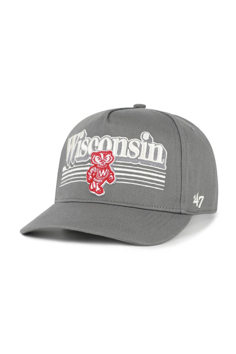 Men's '47  Gray Wisconsin Badgers Script Fade Hitch Adjustable Hat, Main, color, Gray