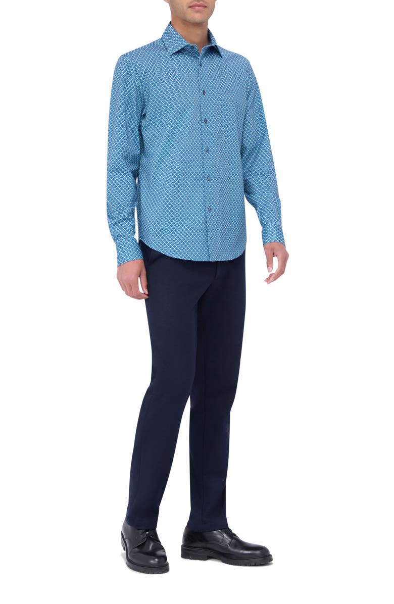 Bugatchi James OoohCotton<sup>®</sup> Diamond Check Button-Up Shirt, Alternate, color, Teal