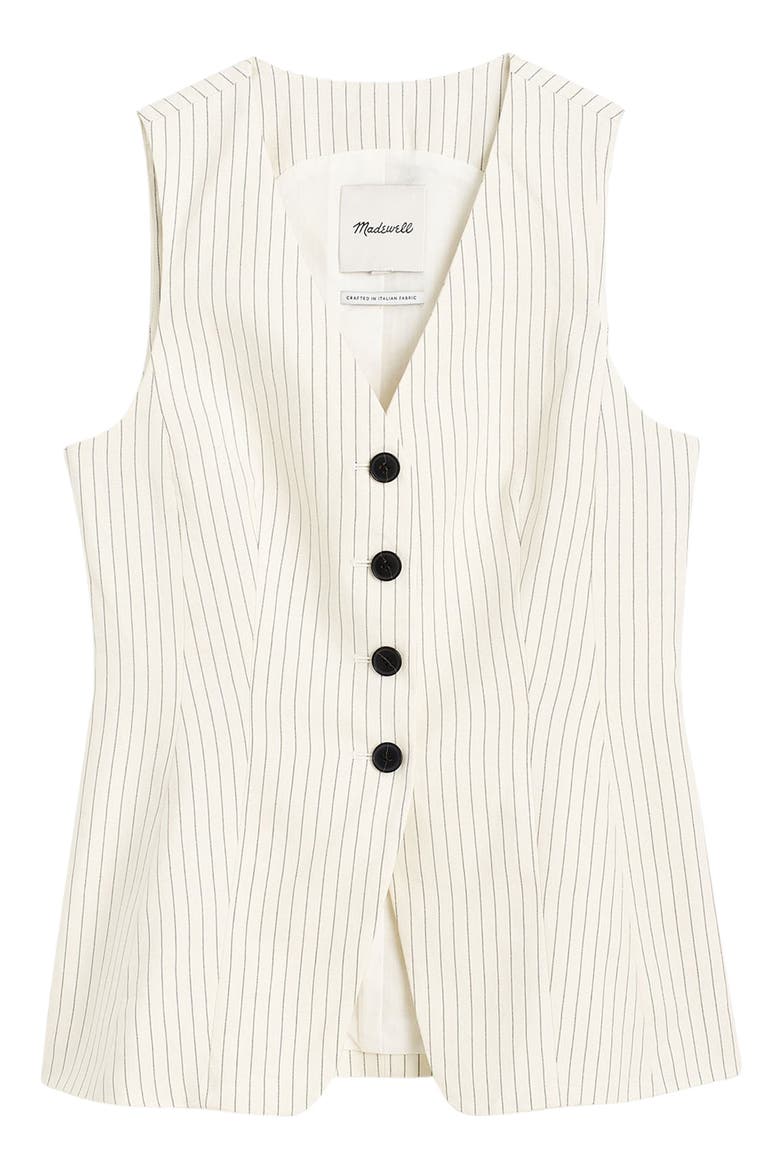 Pinstripe Cutaway Long Vest, Alternate, color, TAN AND BLACK STRIPE