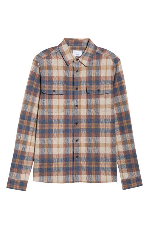 7 Diamonds Generation Plaid Stretch Flannel Button-Up Shirt in Tan 