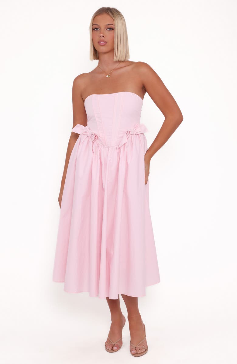 Petal & Pup Seren Strapless Midi Dress, Alternate, color, Pink