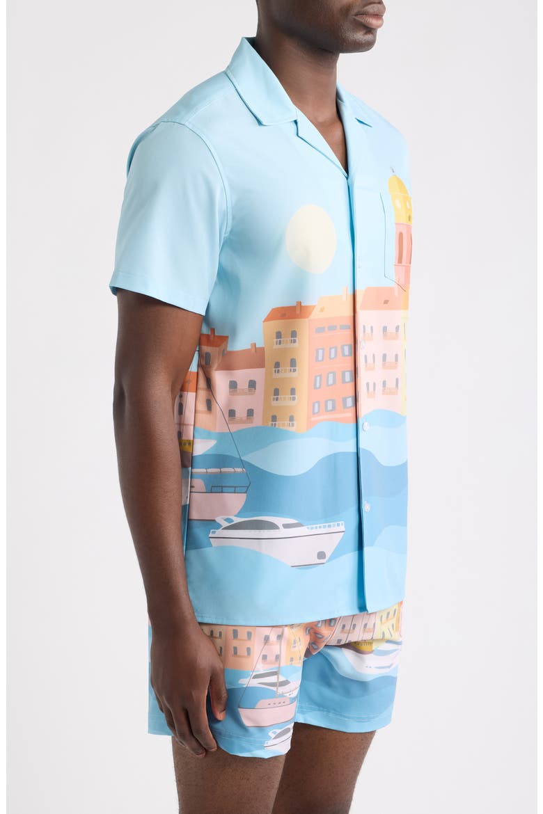 St. Tropez Weekend Performance Camp Shirt, Alternate, color, BLUE