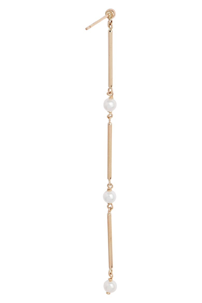 Cultured Pearl Linear Drop Earrings, Alternate, color, 14K YELLOW GOLD