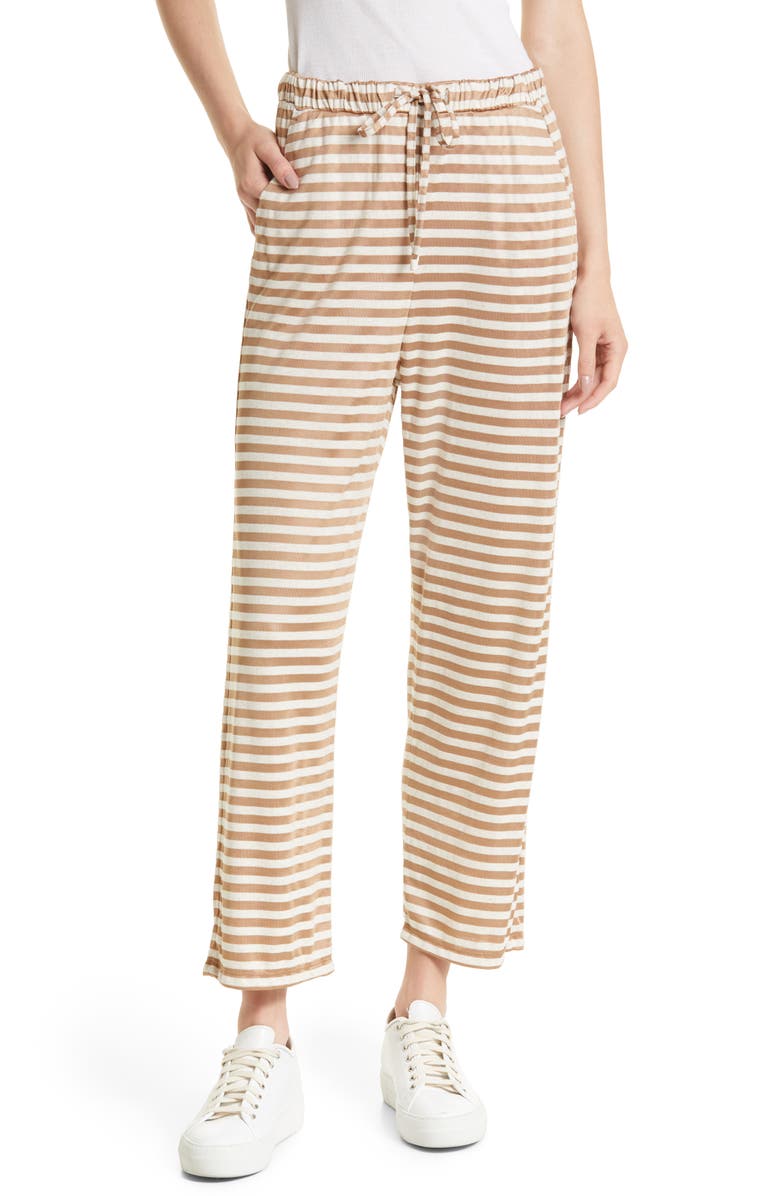 Max Mara Leisure Stripe Tie Waist Jersey Trousers, Main, color, 