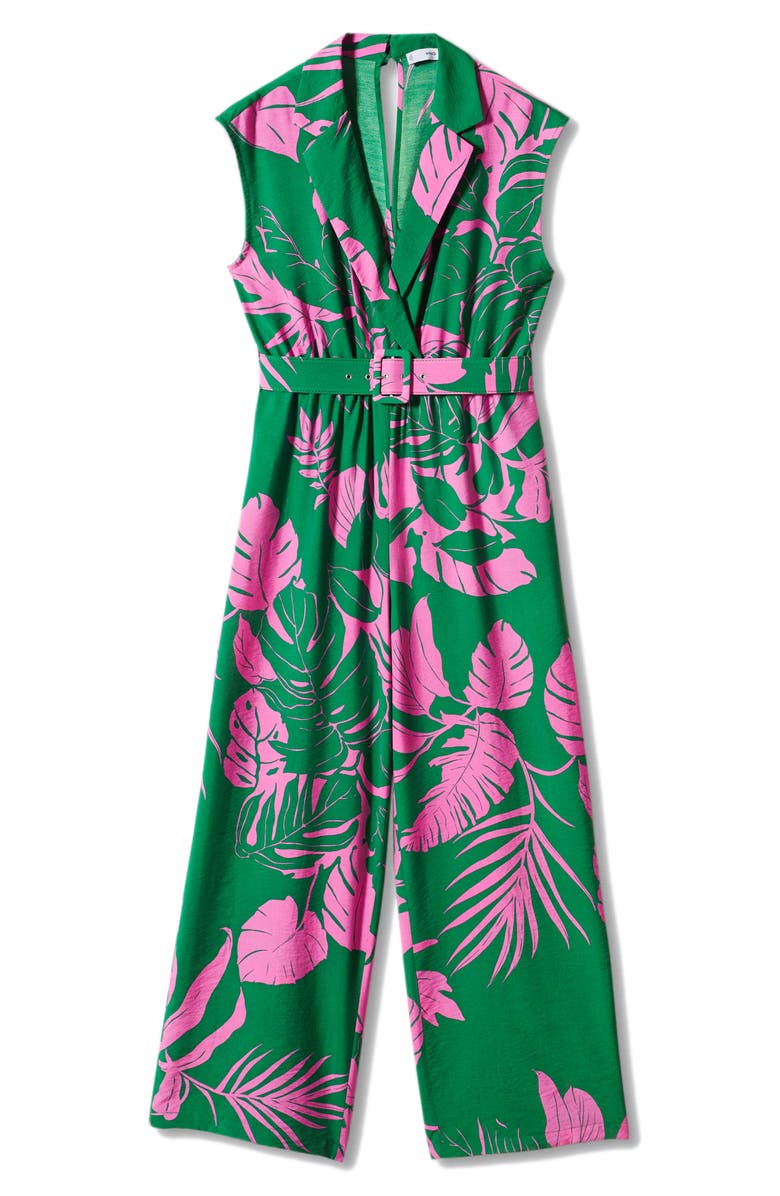MANGO Print Belted Wide Leg Jumpsuit, Alternate, color, 