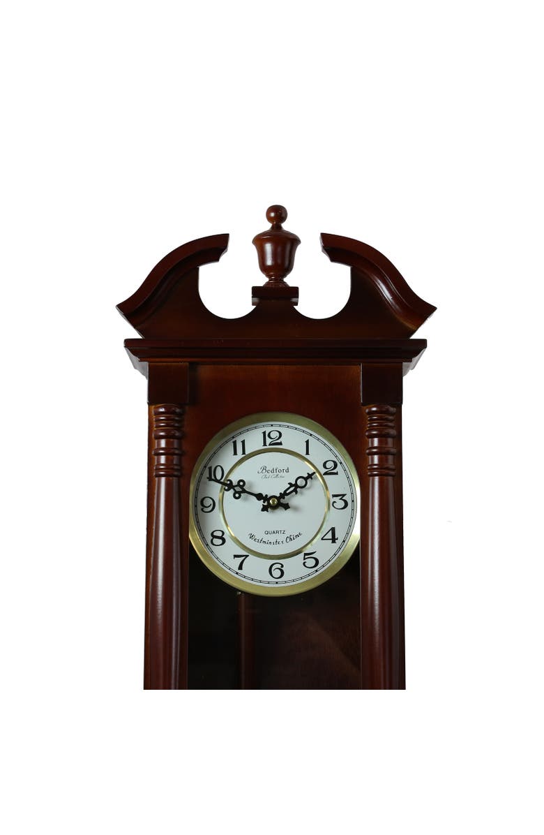 Bedford Clock Collection 27.5in Cherry Oak Wall Clock, Alternate, color, Cherry Oak