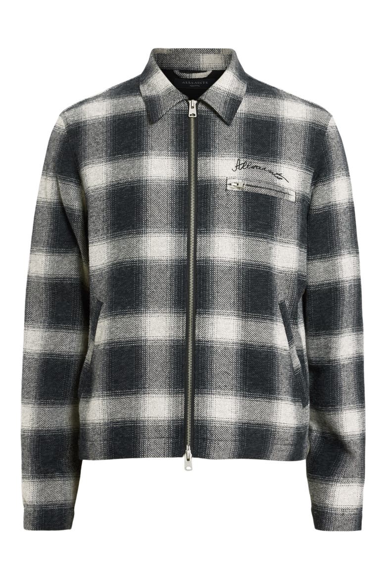 Ellis Ombré Check Cotton Flannel Zip-Up Shirt Jacket, Alternate, color, INK