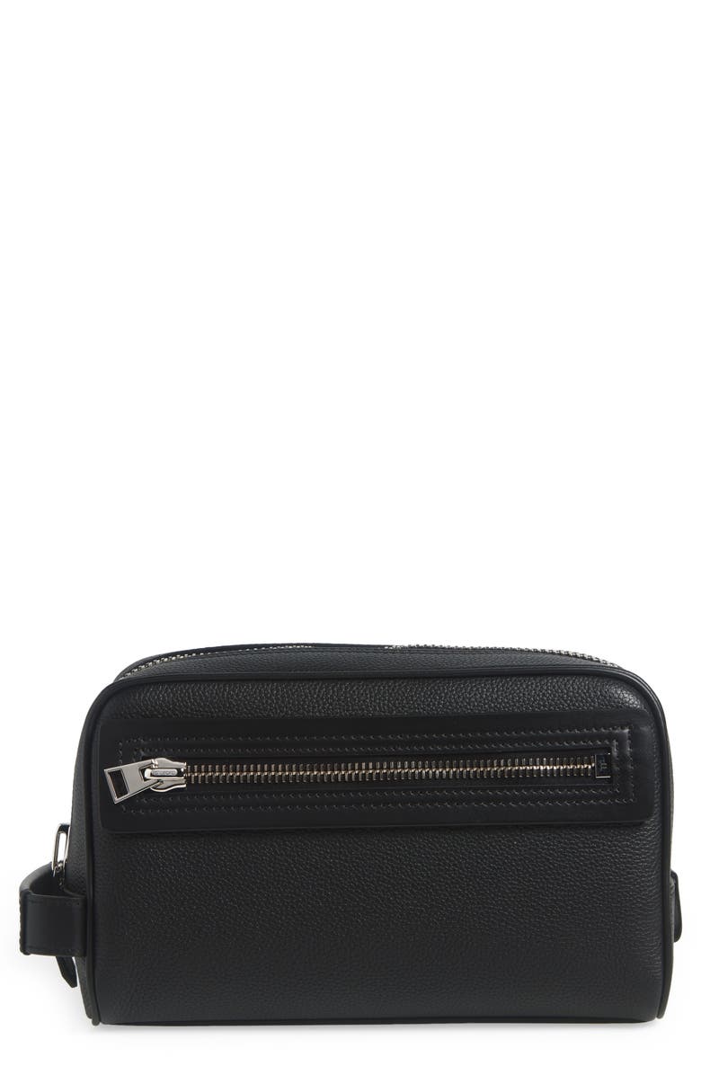 TOM FORD Soft Grained Leather Cosmetics Case, Main, color, Black