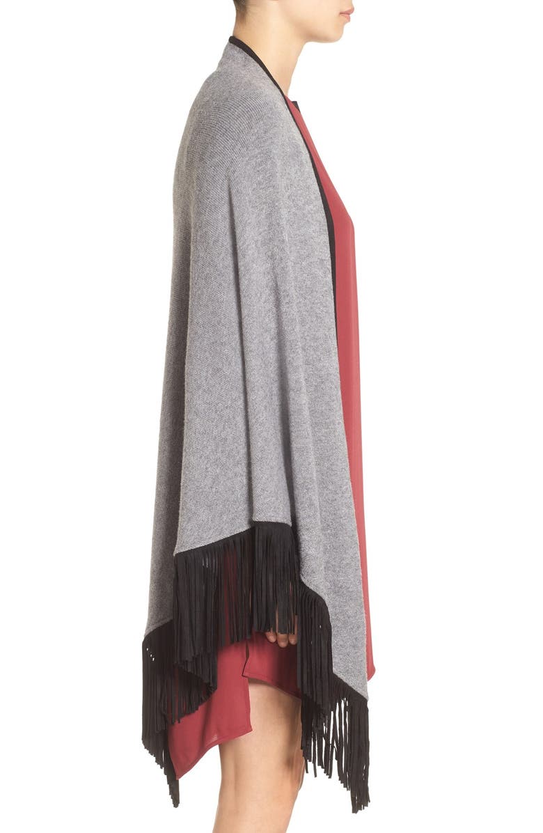 La Fiorentina Faux Suede Fringe Cape, Alternate, color, 