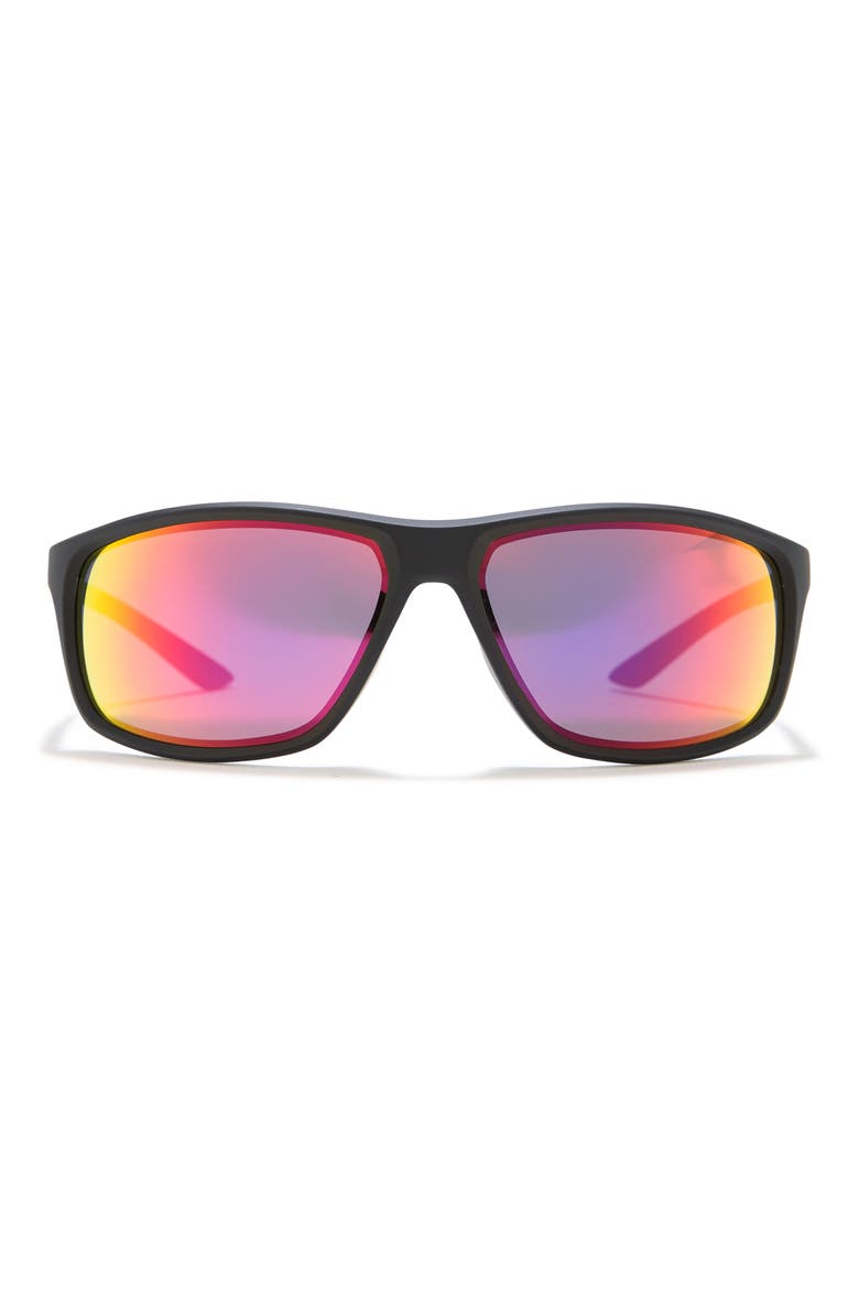 Adrenaline 66mm Oversize Rectangle Sport Wrap Sunglasses, Main, color, MATTE BLACK/GREY