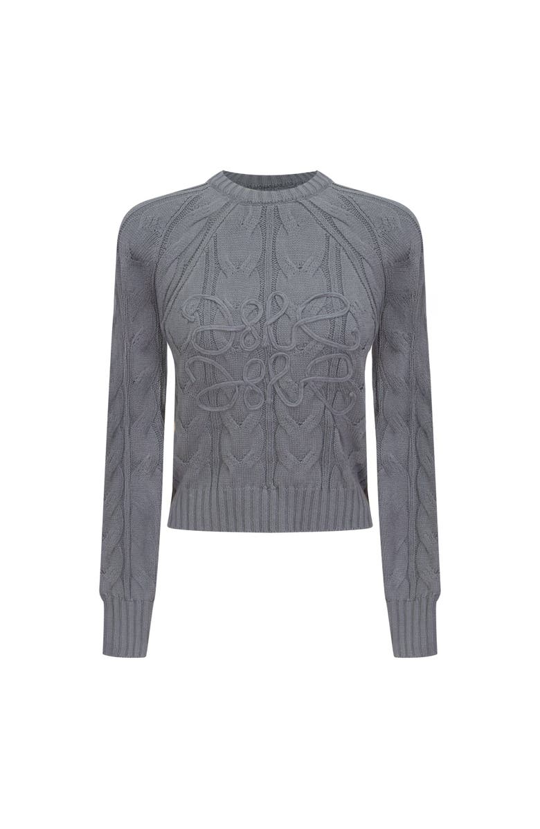Aspect Cable Knit Sweater with Front Artwork, Main, color, Medium Grey