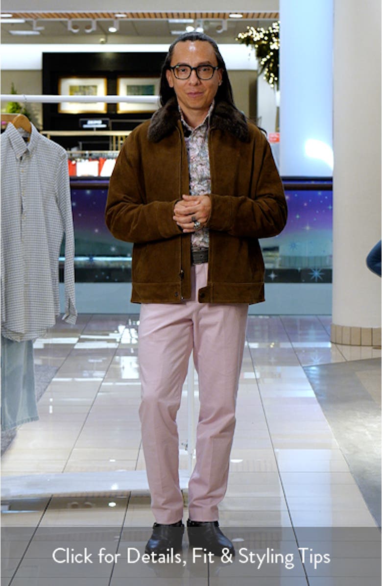 Suede Short Jacket with Removable Genuine Shearling Collar, sales video thumbnail