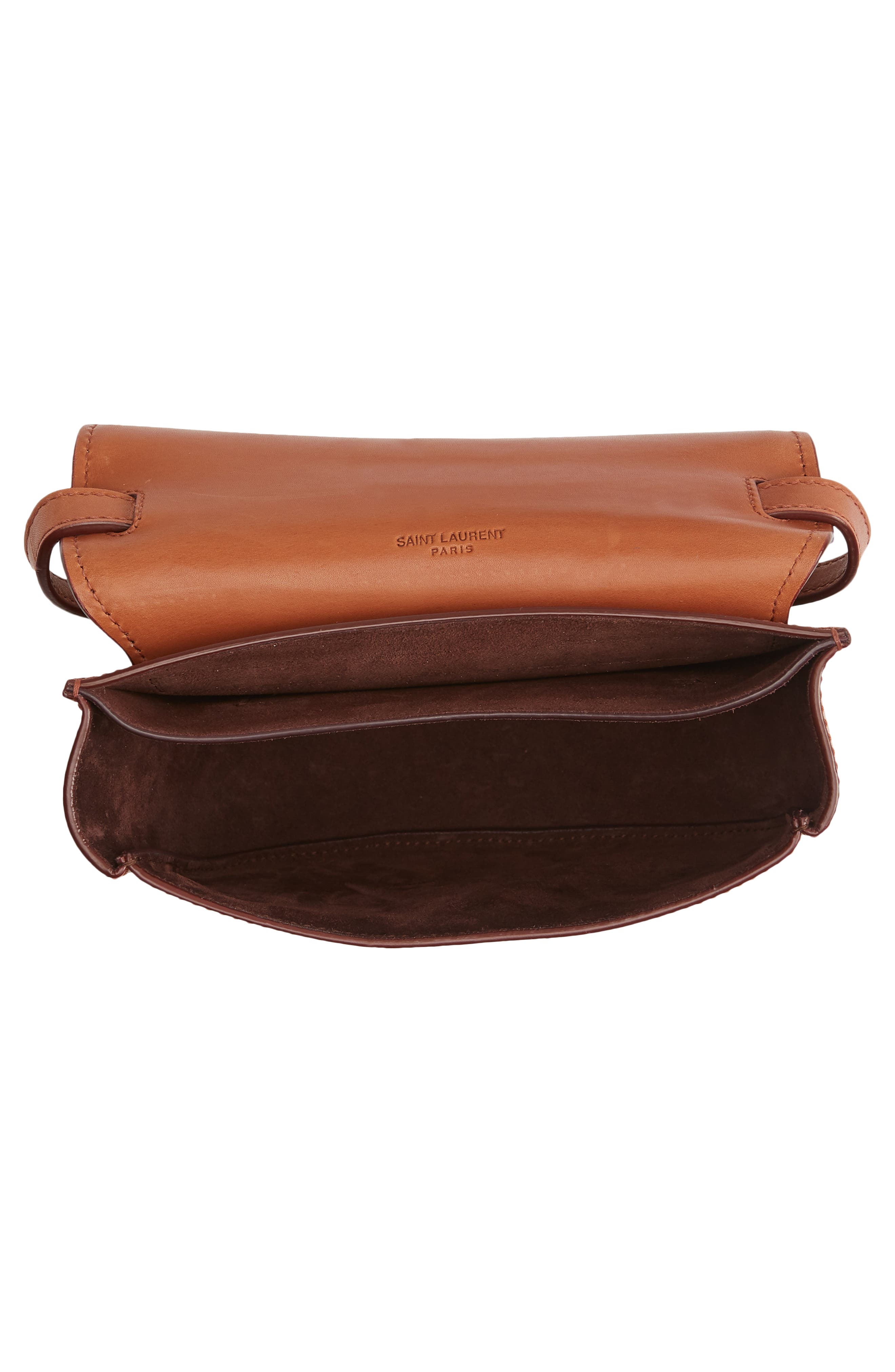 Kaia YSL Monogram Leather Crossbody Bag, Alternate, color, BROWN/ GOLD