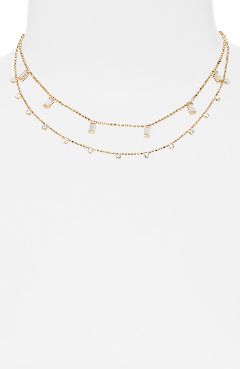 Nadri Shaky Cubic Zirconia Charm Double Row Necklace, Alternate, color,