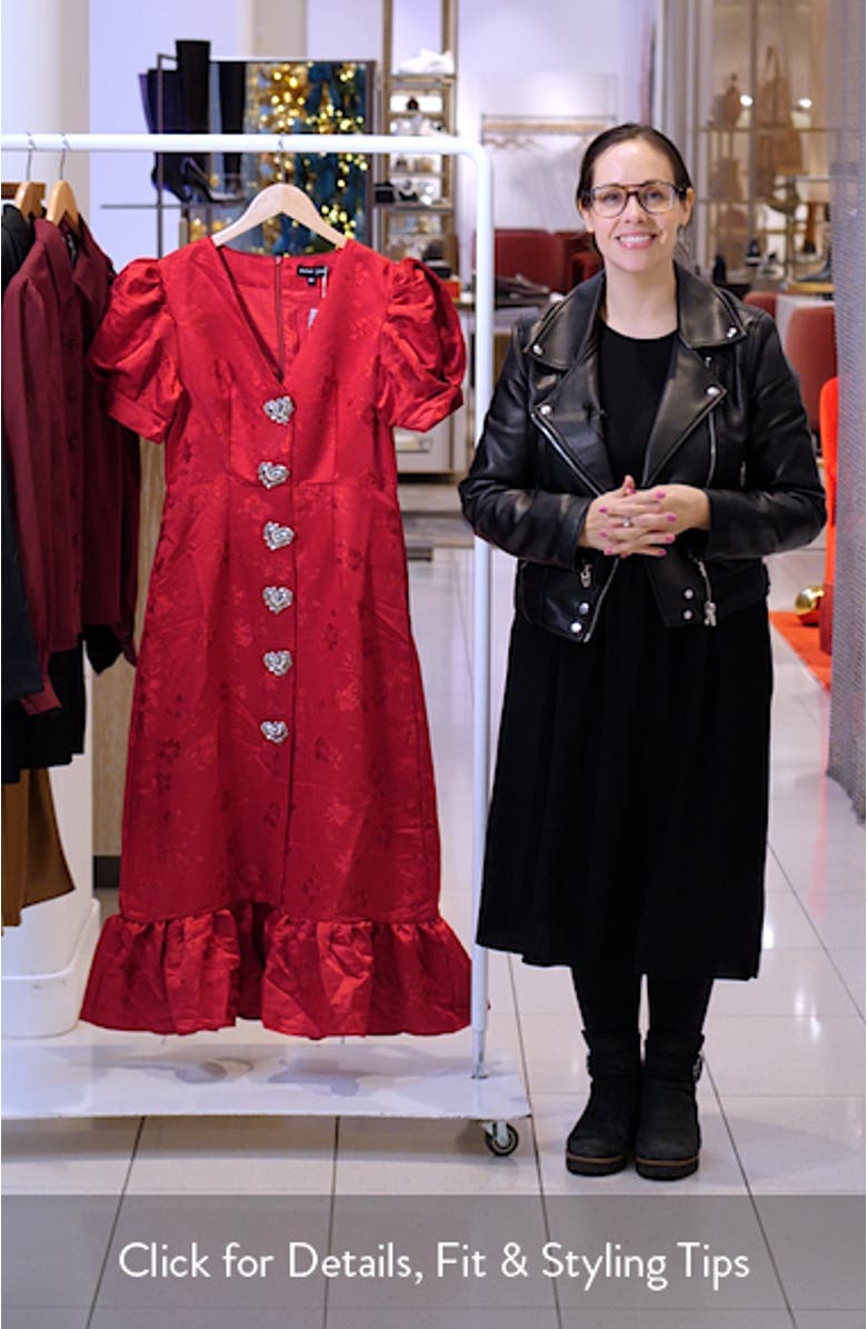 Carnival Hearts Puff Sleeve Midi Dress, sales video thumbnail