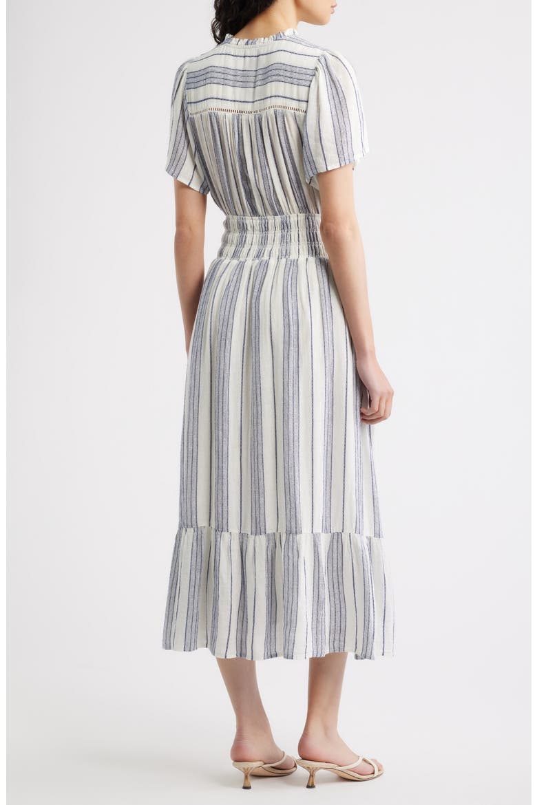 Brent Stripe Smocked Waist Midi Dress, Alternate, color, SALINO STRIPE