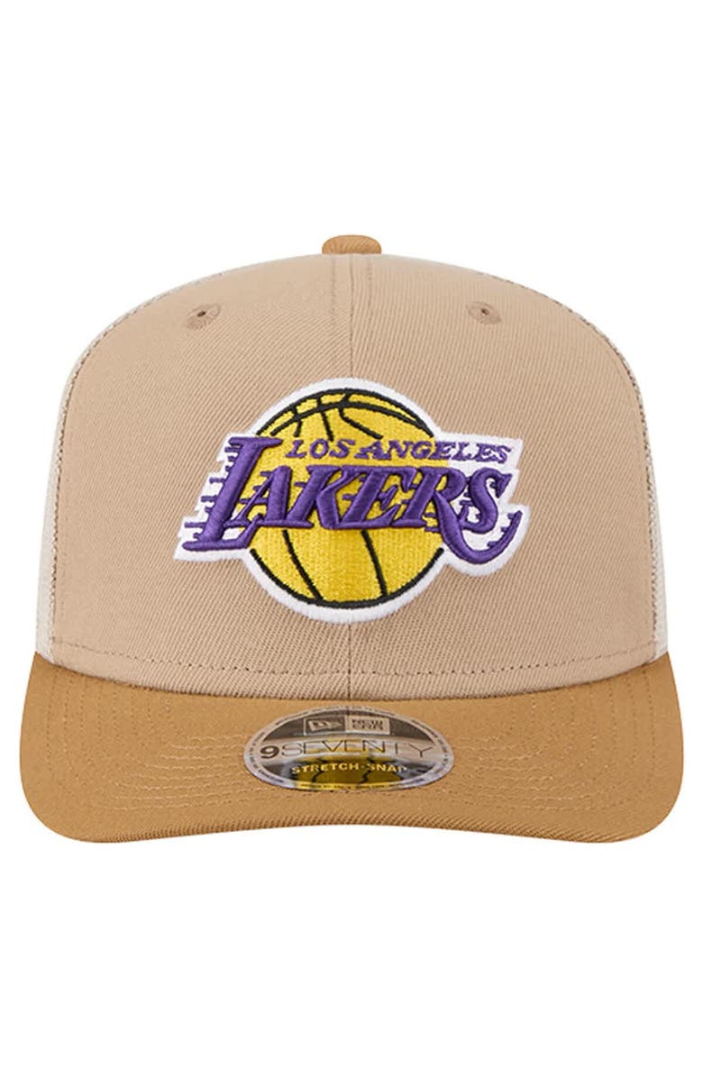 New Era Men's New Era Tan/Light Brown Los Angeles Lakers Two-Tone 9SEVENTY Adjustable Trucker Hat, Alternate, color, Tan