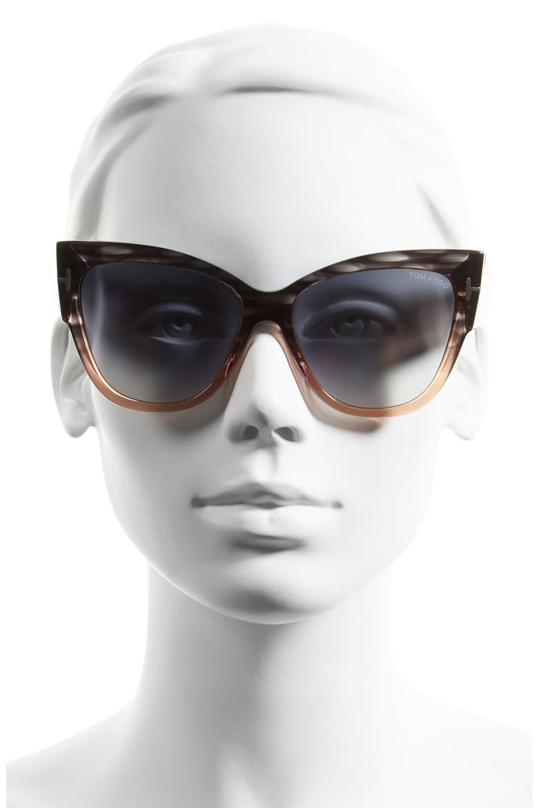 Anoushka 57mm Gradient Cat Eye Sunglasses, Alternate, color, GREY/ PEACH/ GRADIENT GREY